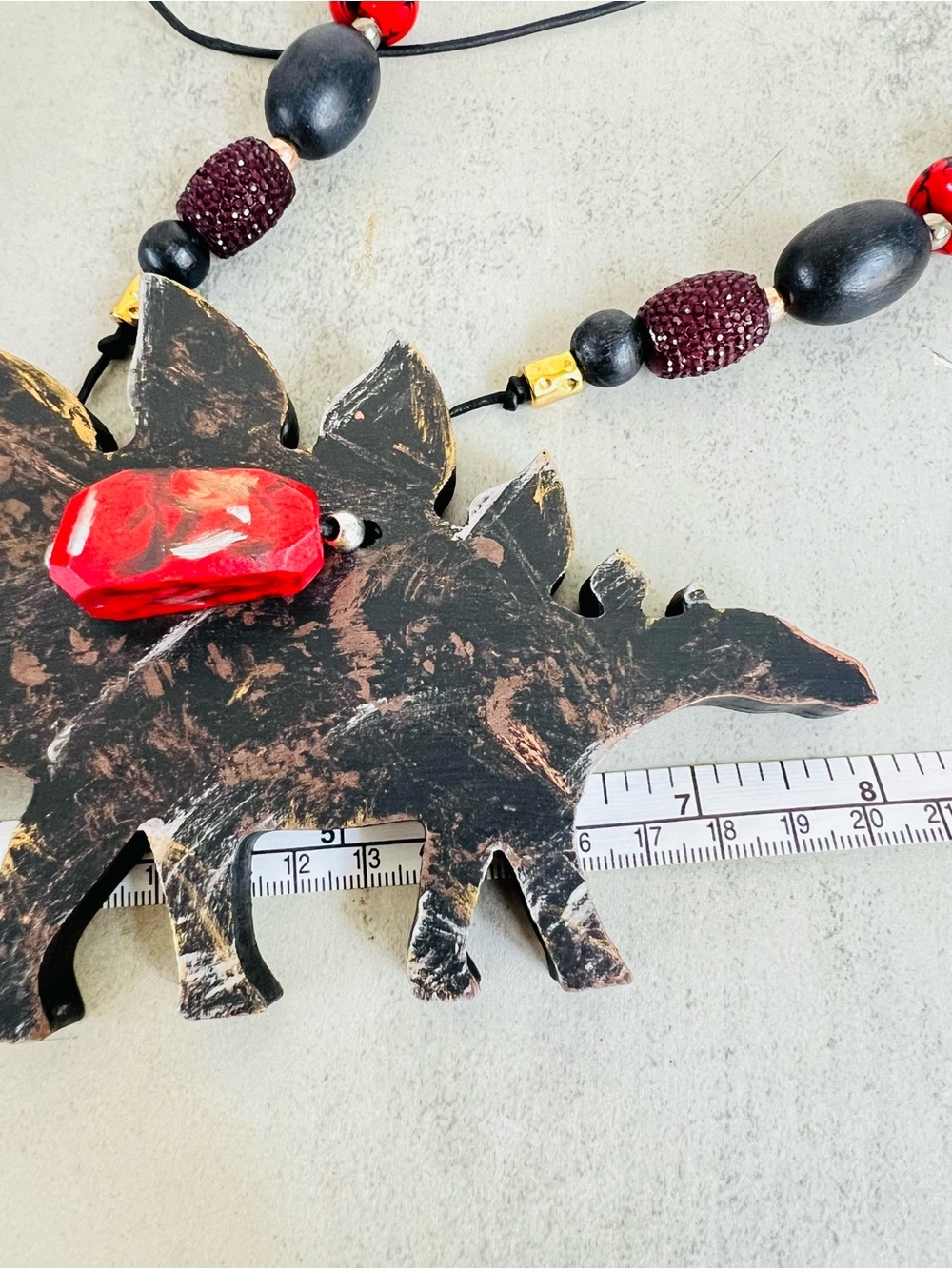 The Tipsy Trex Original Dinosaur XL Stegosaurus Pendant necklace by Lain - Picture 13 of 16